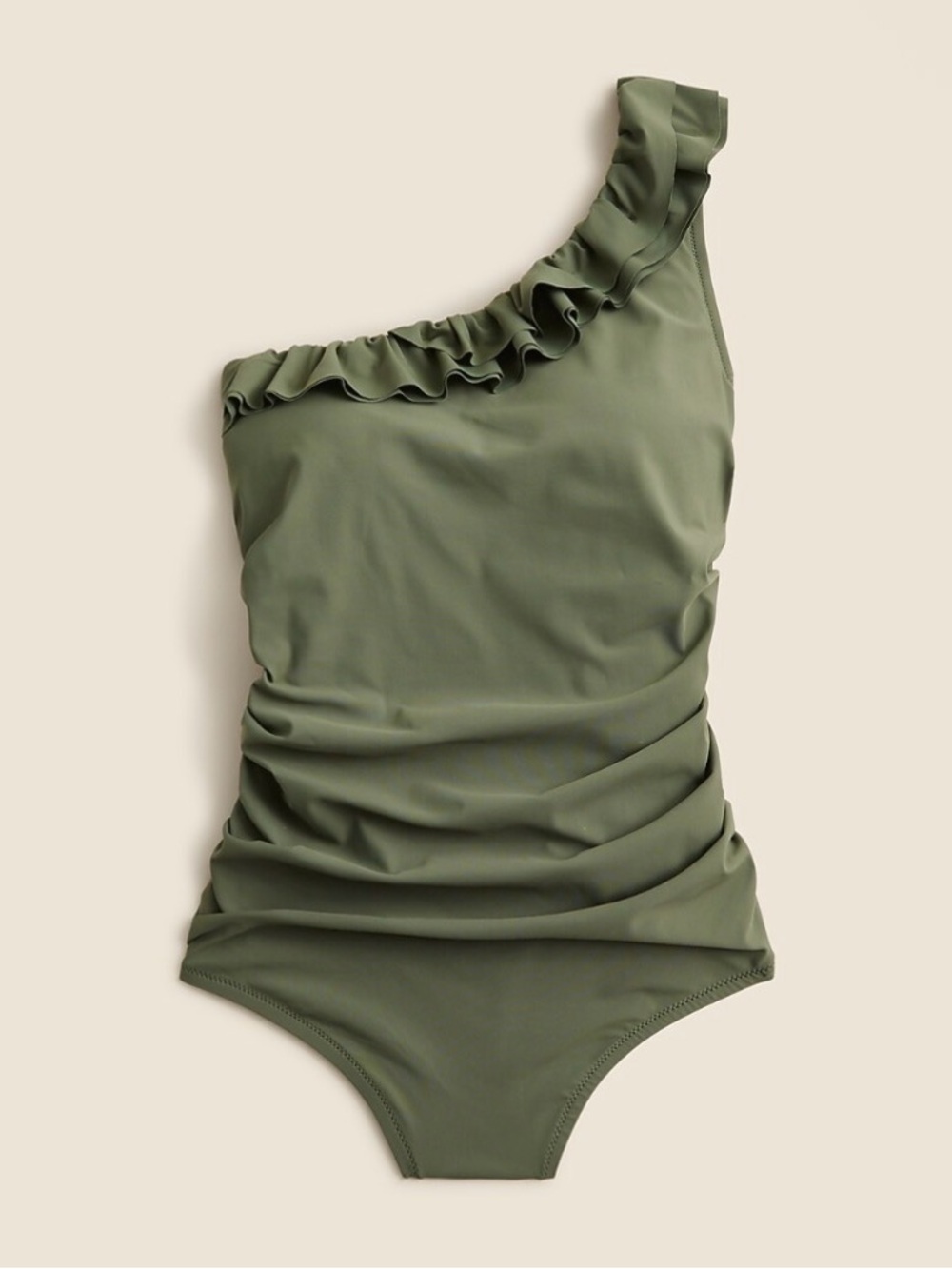 J Crew matte ruffle one shoulder one piece swimsuit